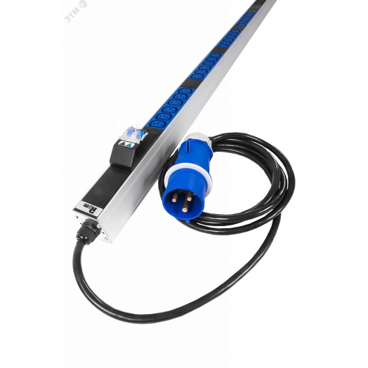 Блок розеток вертикальный, мониторинг, измерение, 1 фаза 32A, авт, 48C13, 1820 мм, вх IEC 309, шнур 3м