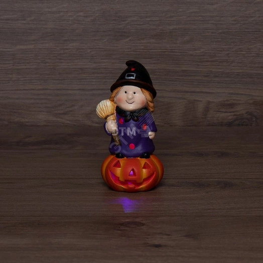 Керамическая домашняя фигурка Ведьма на тыкве 8х8х14.8 см