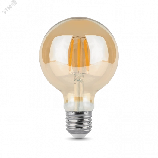 Лампа светодиодная LED 6 Вт 550 Лм 2400К теплая Е27 G95 golden Filament Gauss
