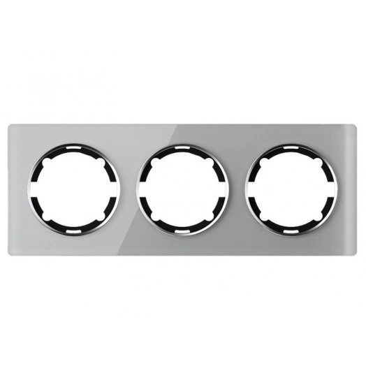 Рамка 3-м Garda горизонт. стеклянная сер. OneKeyElectro 2E52301302