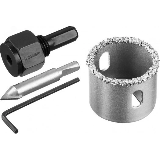 Коронка-чашка ''Профессионал'' c карбид-вольфрамовым нанесением, 32 мм, высота 25 мм, в сборе с державкой и сверлом