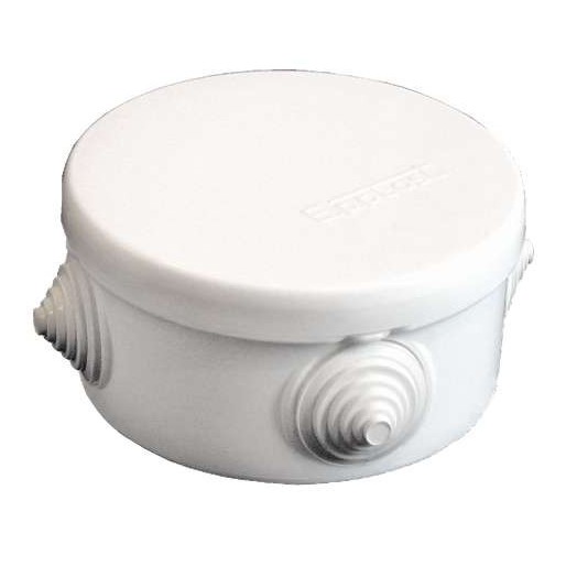 Коробка распределительная ОП d90х45мм У140 IP54 4 выхода 4 гермоввода крышка защелкивающаяся бел. Epplast 140141