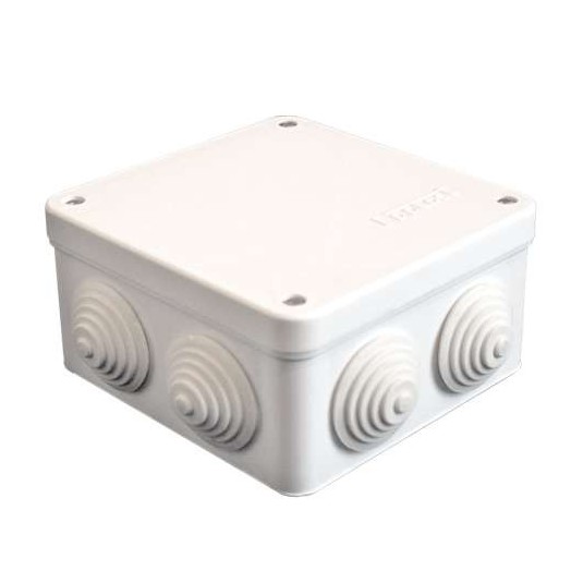 Коробка распределительная ОП 105х105х56мм IP54 7 выходов 4 гермоввода крышка на винтах бел. Epplast 110041