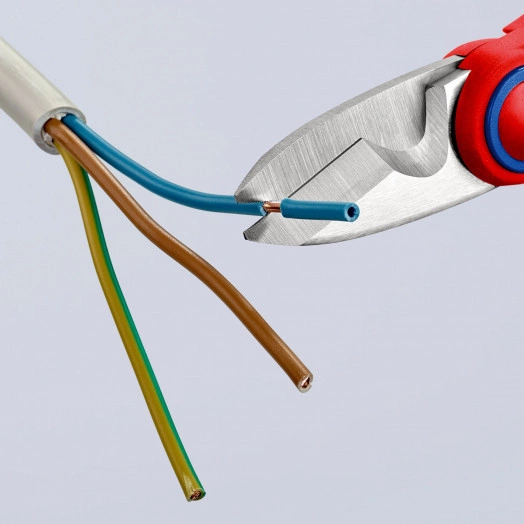 Ножницы электрика универсальные обжим концевых гильз до 6мм прецизионная заточка режущих кромок с микронасечками для чистого реза без проскальзывания L=160мм нержавеющая сталь двухкомпонентные рукоятки армированная фиберглассом блистер