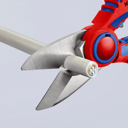 Ножницы электрика универсальные обжим концевых гильз до 6мм прецизионная заточка режущих кромок с микронасечками для чистого реза без проскальзывания L=160мм нержавеющая сталь двухкомпонентные рукоятки армированная фиберглассом блистер