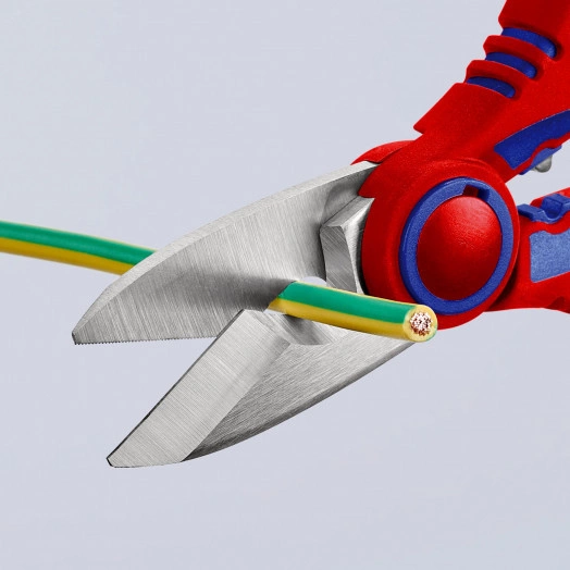 Ножницы электрика универсальные обжим концевых гильз до 6мм прецизионная заточка режущих кромок с микронасечками для чистого реза без проскальзывания L=160мм нержавеющая сталь двухкомпонентные рукоятки армированная фиберглассом блистер