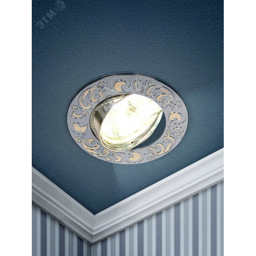 Светильник  литой пов. лианы 1 MR16,12V/220V, 50W  хром/золото (5/100/2100) ЭРА