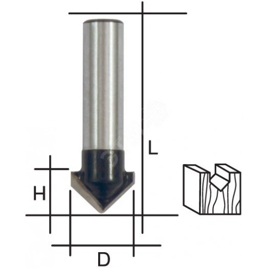 Фреза пазовая V-образная, DxHxL = 12 х 12 х 42 мм