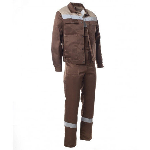 Костюм ОПТИМАЛ с СОП летний куртка, полукомбинезон коричневый/бежевый (44-46)88-92,182-188