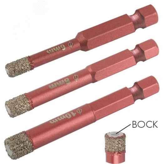 Набор коронок алмазных универсальных CUTOP Special, шестигранный хвостовик 1/4'', 6/8/10 x 10 х 67 мм