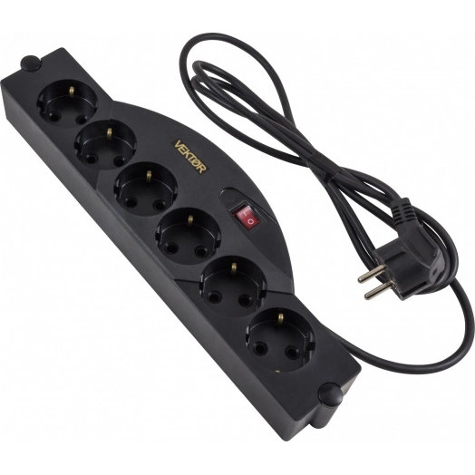 Фильтр сетевой VEKTOR Z, 4 роз. c/з, + 1 роз б/з,  5,0м (3,5кВт, 16А), белый