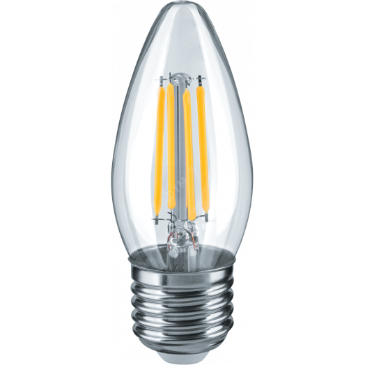 Лампа светодиодная LED 4вт Е27 белый свеча FILAMENT