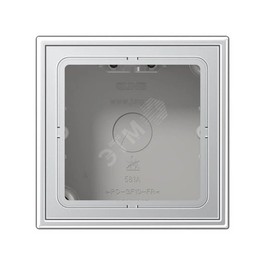 Коробка для накладного монтажа с негорючим основанием 1-я  для горизонтальной/вертикальной установки  в комплекте с рамкой  для установки устройств и накладок серии LS990  Материал- лакированный дуропласт  Цвет- алюминий