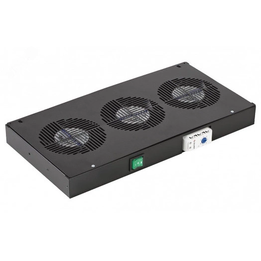 Модуль вентиляторный 3 вентилятора с термореле черный