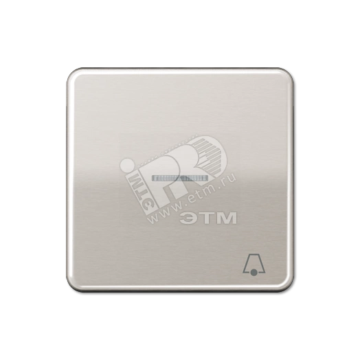 Клавиша с окошком и символом  звонок  для выключателей с подсветкой  платина