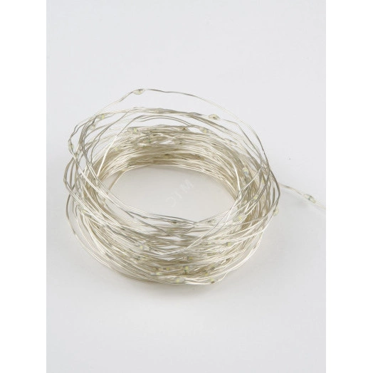 Гирлянда светодиодная на батарейках 2AA (не в/к) Роса 5м 50 светодиодов Теплый белый свет Провод медный ULD-S0500-050/SCB/2AA WARM WHITE IP20 DEW