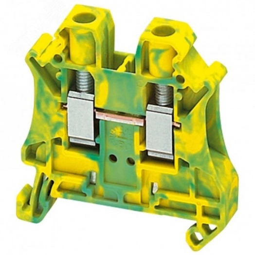 Клеммник винтовой с заземлением 6мм.кв 2 точки подключения