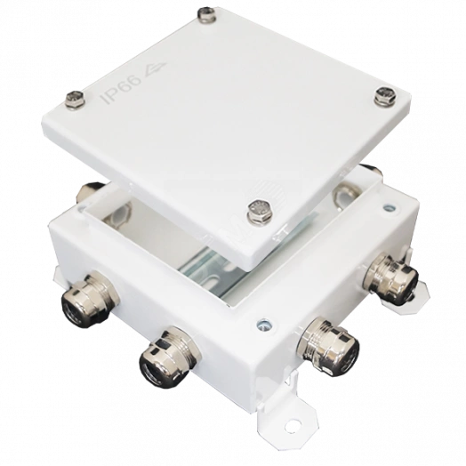 Коробка монтажная электротехническая общего назначения КМ IP66-1515 из оцинкованной стали, количество вводов 8
