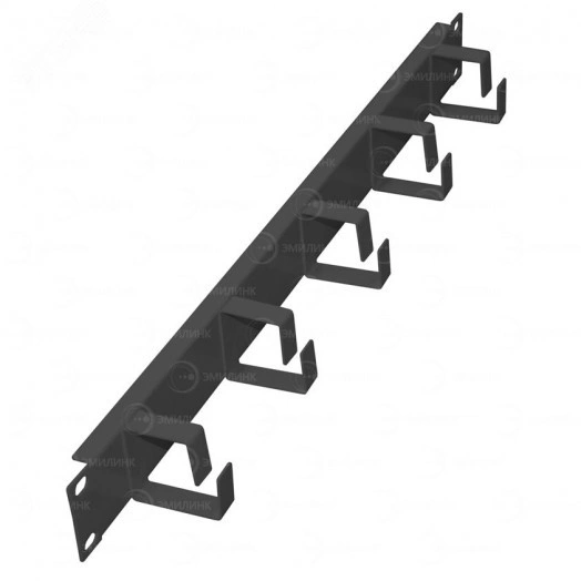 Организатор кабельный горизонтальный NTSS, крепление 19 1U, 5 колец глубиной 65мм, металл, черный RAL 9005