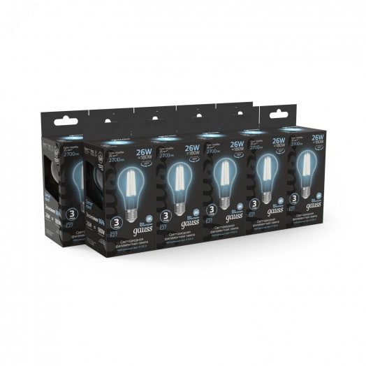 Лампа светодиодная LED 26Вт 2700Лм 4100К белая Е27 А70 Filament Gauss