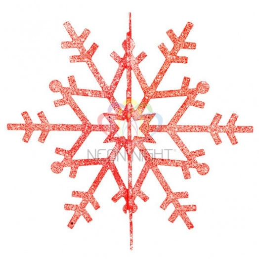 Фигура профессиональная елочная Снежинка резная 3D 61см красный