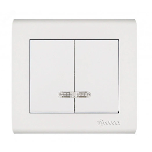 MANOLYA ВЫКЛЮЧАТЕЛЬ 2х КЛАВИШНЫЙ С ПОДСВЕТКОЙ