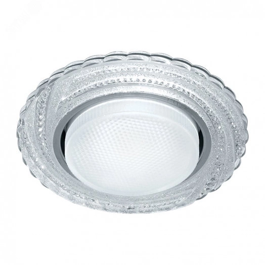 Светильник ДВО-15w GX53 без лампы со светодиодной подсветкой RGB прозрачный хром