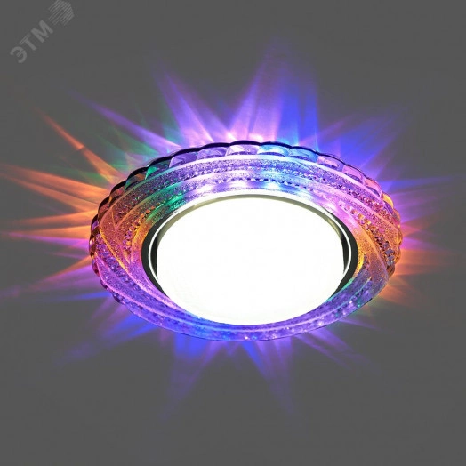 Светильник ДВО-15w GX53 без лампы со светодиодной подсветкой RGB прозрачный хром