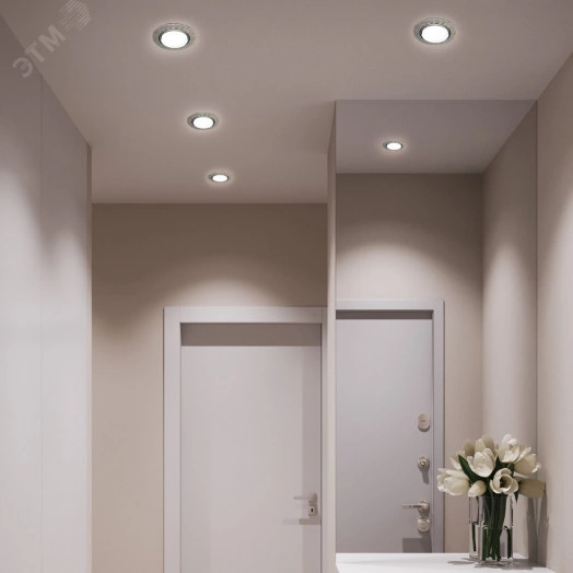 Светильник ДВО-15w GX53 без лампы со светодиодной подсветкой RGB прозрачный хром