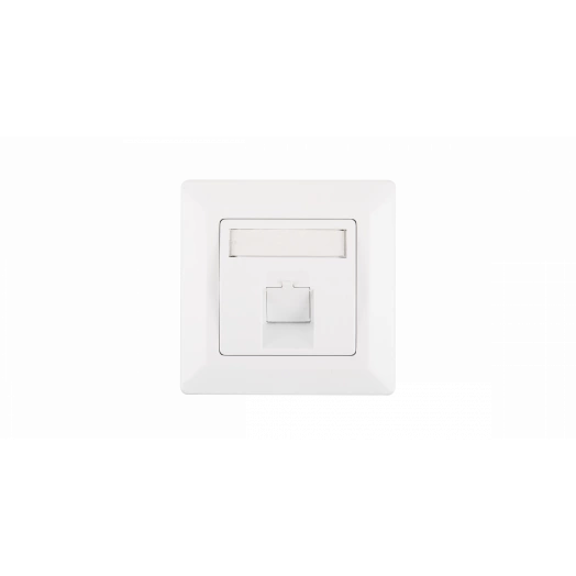 Панель со вставкой, немецкий формат, 80x80мм, 1 порт, под модули Keystone бел