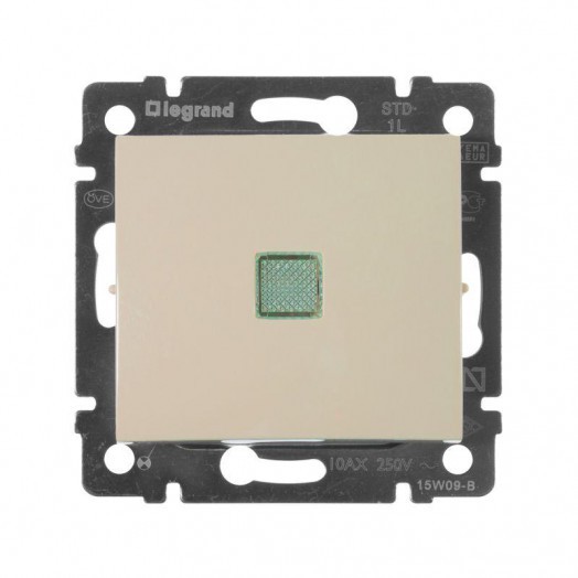 Механизм выключателя 1-кл. СП Valena 10А IP31 250В с зел. индикацией сл. кость Leg 774310