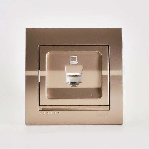 DERIY Розетка компьютерная светло-коричневая металлик