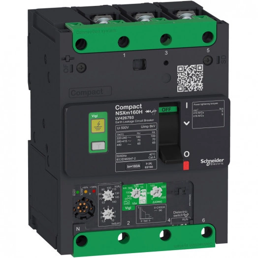 Выключатель автоматический 3П NSXm 16kA Vigi 50A кабельный наконечник/шины