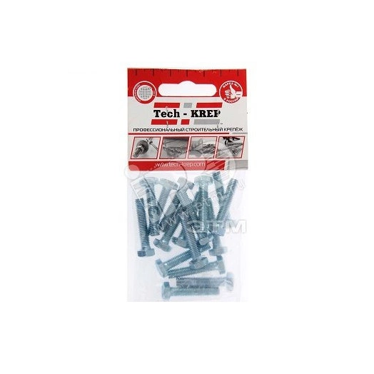 Болт DIN933 М6х30 шестигранная голова полная резьба оцинкованный (16 шт)