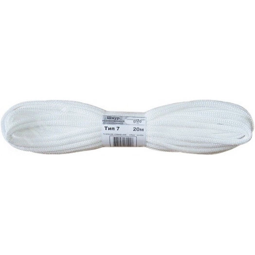 Шнур вязаный полипропиленовый с сердечником  5 мм х 20 м, р/н= 93 кгс