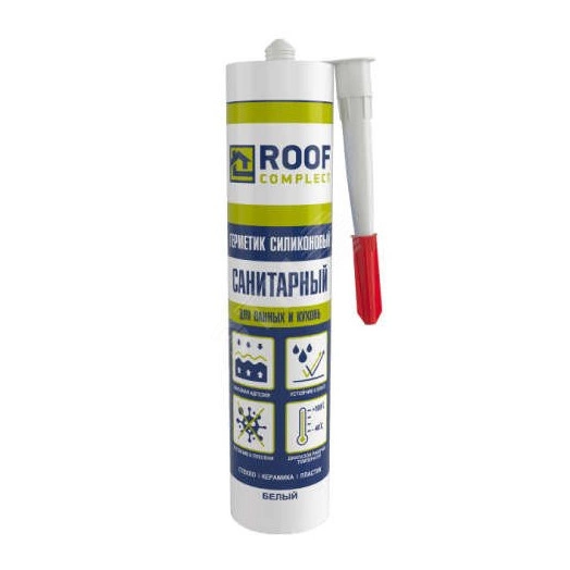 Герметик силиконовый санитарный Roof Complect беcцветный (260мл)