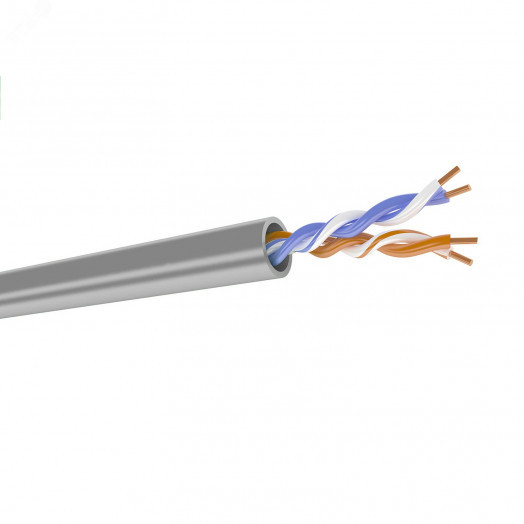 Кабель витая пара кат. 5е, 2 пары U/UTP, 0,51 +/0,01, PVC (нг(А)-LS), серый, коробка 500м DR-140000 DATAREX