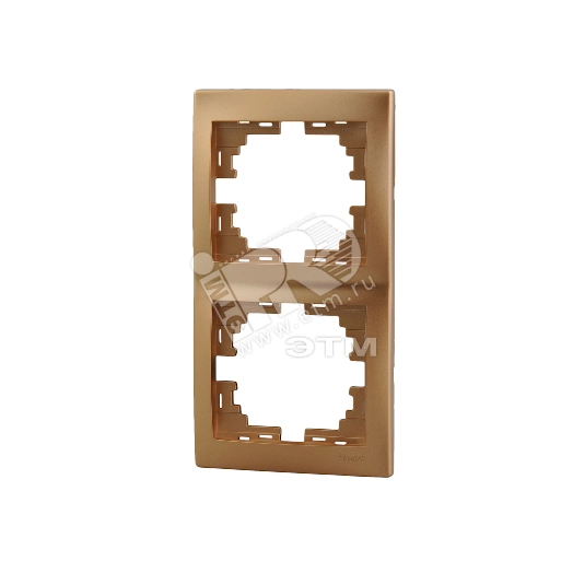 MIRA Рамка 2 поста вертикальная золотой металлик