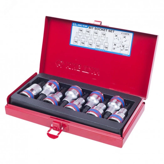 Набор торцевых насадок 1/2', TORX, Т20-Т60 мм, L = 60 мм, 9 предметов