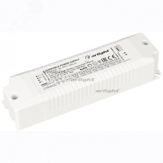 Блок питания ARJ-SP-30-PFC-DALI2 (30W, 550-900 mA) (ARL, IP20 Пластик, 5 лет)