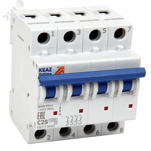 Выключатель автоматический четырехполюсный 16А C 6кА AC OptiDin BM63-4C16-УХЛ3