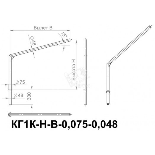 Кронштейн КГ1К-1.0-1.0-0.075-0.048 горячеоцинкованный