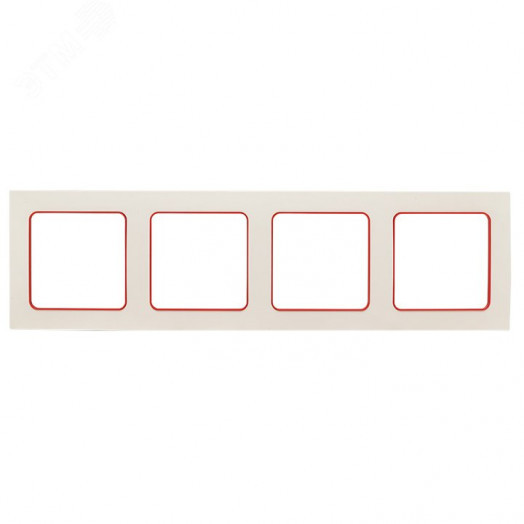 Стокгольм Рамка 4-местная белая с линией цвета красный EKF