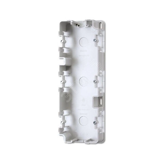 Монтажный корпус для 3-ой коробки для накладного монтажа (запчасть)  для горизонтальной/вертикальной установки  для установки устройств и накладок серии LS990  Материал- дуропласт  Цвет- белый