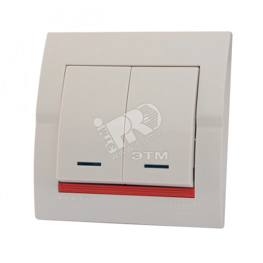 DERIY Выключатель х2 с подсветкой ПБТ белый