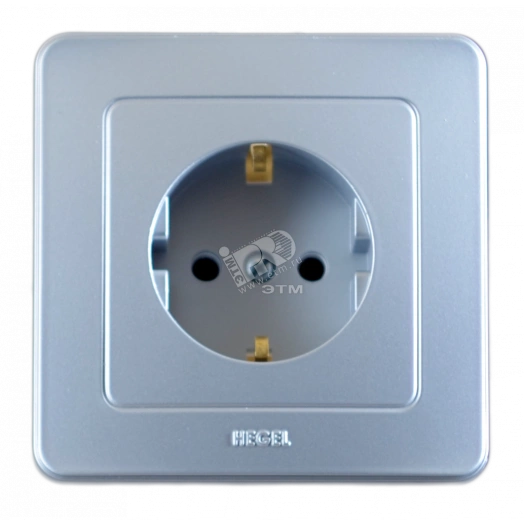 Розетка скрытая с заземлением серебро