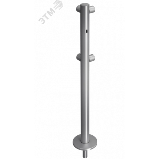 Стойка ограждения съемная L-образная с отверстием под фиксатор 2 муфты, 2 муфты справа