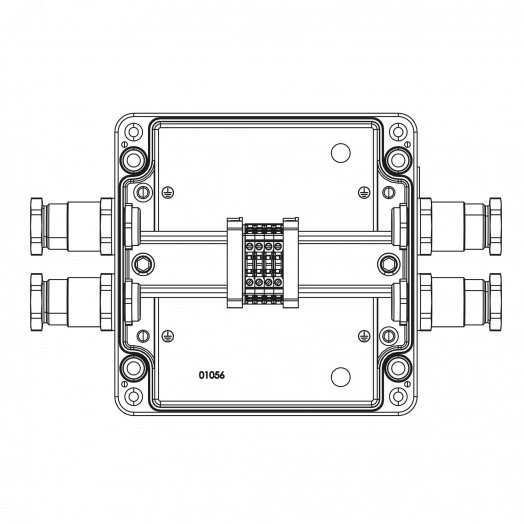 Взрывозащищенная клеммная коробка из алюминия TBE-A-17-(4xCBC.2)-2xKH2MHK(B)-2xKH2MHK(D)1Ex e IIC Т5 Gb / Ex tb IIIC T95°C Db IP66
