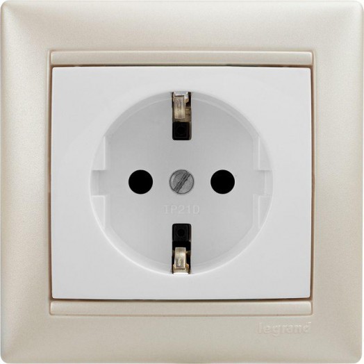 Механизм розетки 1-м СП Valena 16А IP21 с заземл. на винтах бел. Leg 774420