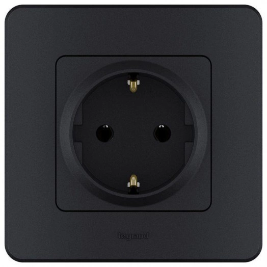 Механизм розетки 1-м СП Inspiria 16А IP20 250В 2P+E немецк. стандарт антрацит Leg 673723